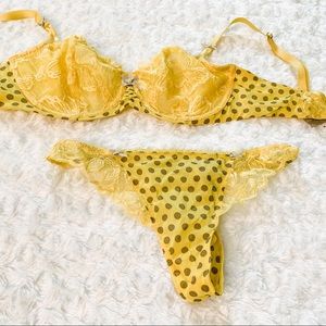 VS 34D yellow polka dot lingerie set
